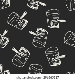 coffee maker doodle seamless pattern background
