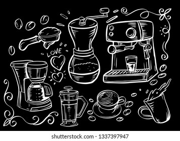 Coffee Maker Doodle Set