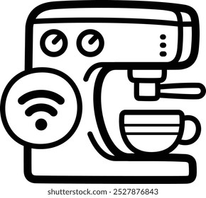 Coffee maker doodle vector icon and illustration