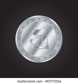 Coffee Maker embossed realistic silver / platinum coin precious Icon / Logo Design