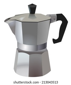 Coffee maker, espresso machine, italian style, vector art image illustration, isolated on white background
