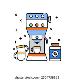 Coffee Maker Filled Color Icon, Vector illustration