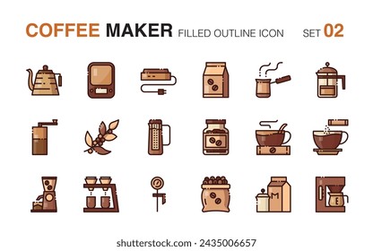 Coffee maker. Filled outline icon set 2