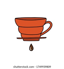 coffee maker filter doodle icon, vector illustration