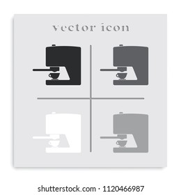 Coffee maker flat black and white vector icon.