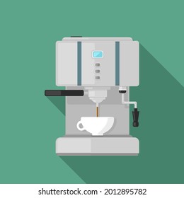 Coffee Maker Flat Color Icon with long shadow Vector illustration