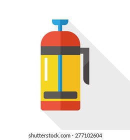 Coffee Maker flat icon with long shadow