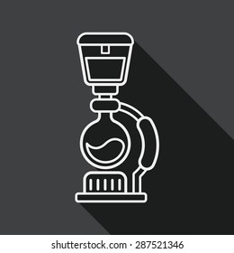 coffee maker flat icon with long shadow, line icon