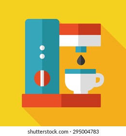 coffee maker flat  icon with long shadow