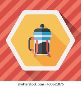 coffee maker flat icon with long shadow,eps10