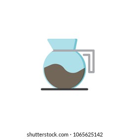 Coffee maker flat icon, vector sign, colorful pictogram isolated on white. Glass coffee kettle symbol, logo illustration. Flat style design