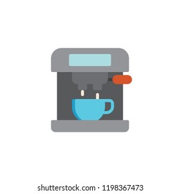 Coffee maker flat icon, vector sign, colorful pictogram isolated on white. Coffee machine symbol, logo illustration. Flat style design