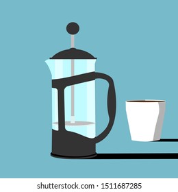 Coffee Maker French Press Illustration Concept