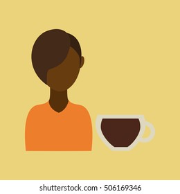 coffee maker girl icon graphic vector illustration