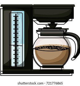 coffee maker with glass jar colorful watercolor silhouette vector illustration