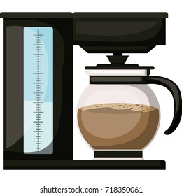 coffee maker with glass jar in realistic colorful silhouette on white background vector illustration