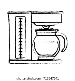 coffee maker with glass jar silhouette monochrome blurred silhouette vector illustration