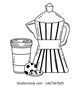 Coffee maker and glass vector design