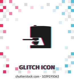 Coffee maker  glitch effect vector icon.