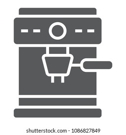 Coffee maker glyph icon, coffee and cafe, coffee machine sign vector graphics, a solid pattern on a white background, eps 10.