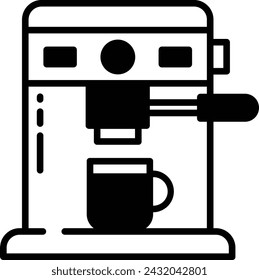 Coffee maker glyph and line vector illustrations