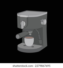 Coffee maker hand drawing vector, Coffee maker drawn in a sketch style,Coffee maker practice template outline, vector Illustration.
