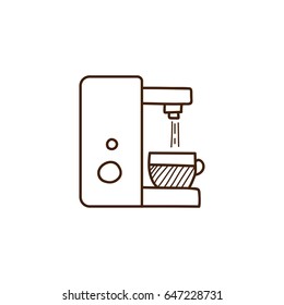 Coffee maker hand drawn doodle icon.