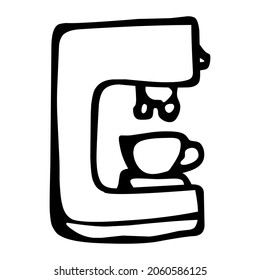 coffee maker of coffee hand drawn illustration