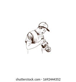 coffee maker hand drawn illustrations 