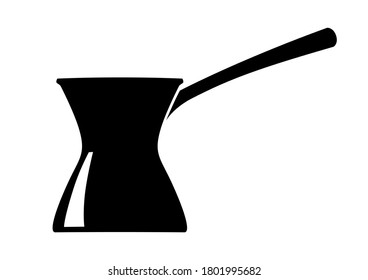 Coffee maker handle pot cezve isolated outline vector illustration