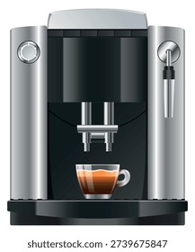Coffee maker. Hot espresso machine realistic icon