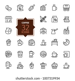 Coffee maker, coffee house, coffee shop elements - minimal thin line web icon set. Outline icons collection. Simple vector illustration.