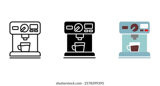 Coffee maker icon. Barista appliance illustration. Cafe equipment symbol. Espresso machine symbol.