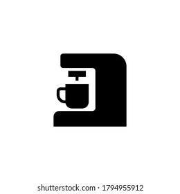 Coffee maker Icon in black flat glyph, filled style isolated on white background
