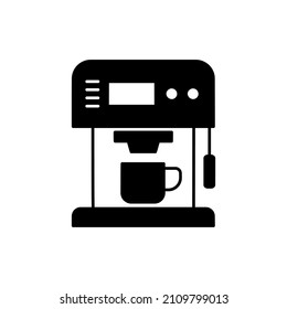 Coffee maker Icon in black flat glyph, filled style isolated on white background