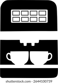Coffee Maker Icon in Black – Flat Design Symbol for Kitchen Appliance, Coffee Brewing, and Café