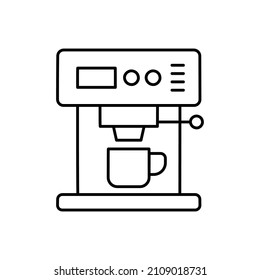 Coffee maker Icon in black line style icon, style isolated on white background