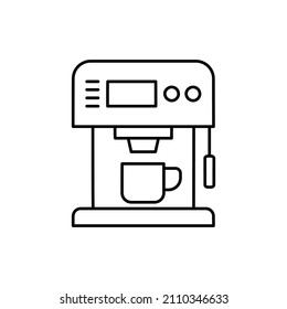 Coffee maker Icon in black line style icon, style isolated on white background
