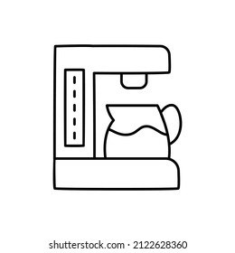 Coffee maker Icon  in black line style icon, style isolated on white background
