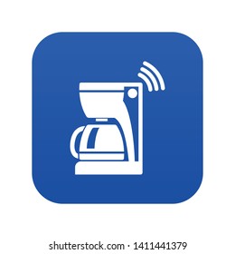 Coffee maker icon blue vector isolated on white background