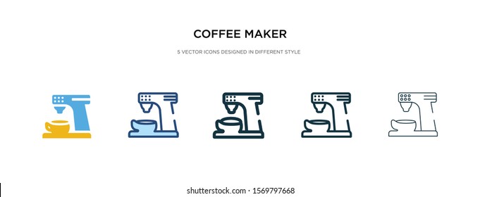 coffee maker icon in different style vector illustration. two colored and black coffee maker vector icons designed in filled, outline, line and stroke style can be used for web, mobile, ui