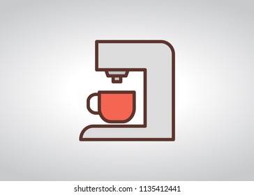 Coffee maker icon, filled line icon