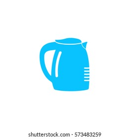 Coffee maker icon flat. Blue pictogram on white background. Vector illustration symbol
