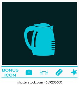 Coffee maker icon flat. Blue pictogram on dark background. Vector illustration symbol and bonus icons