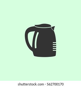 Coffee maker icon flat. Grey vector symbol on green background