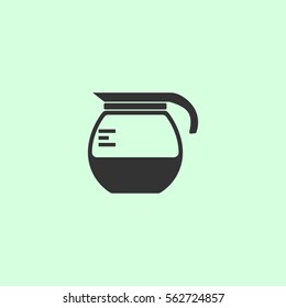 Coffee maker icon flat. Grey vector symbol on green background