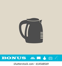 Coffee maker icon flat. Grey pictogram on light background. Vector illustration symbol and bonus button real estate, ottoman, vase, tv, fishing rod