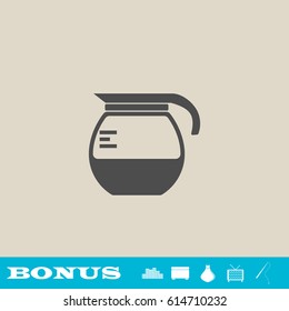 Coffee maker icon flat. Grey pictogram on light background. Vector illustration symbol and bonus button real estate, ottoman, vase, tv, fishing rod