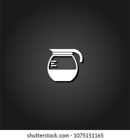 Coffee maker icon flat. Simple White pictogram on black background with shadow. Vector illustration symbol