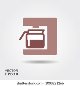 Coffee maker icon. Flat vector illustration with shadow